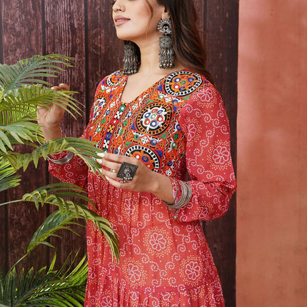 Aastha Fashion Maroon Red Faux Blooming Georgette Glamorous Festival Wear Designer Navratri Gown Collection