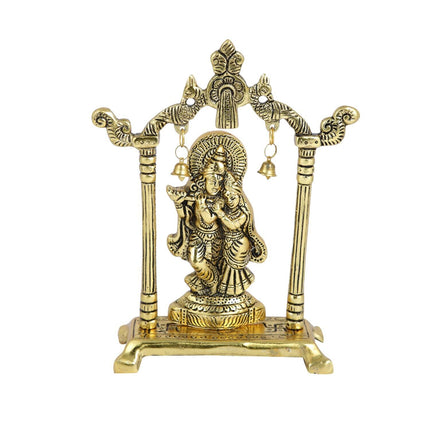 Collectible India Metal Gold-Polished Radha Krishna Idol