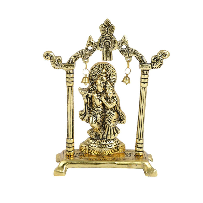 Collectible India Metal Gold-Polished Radha Krishna Idol