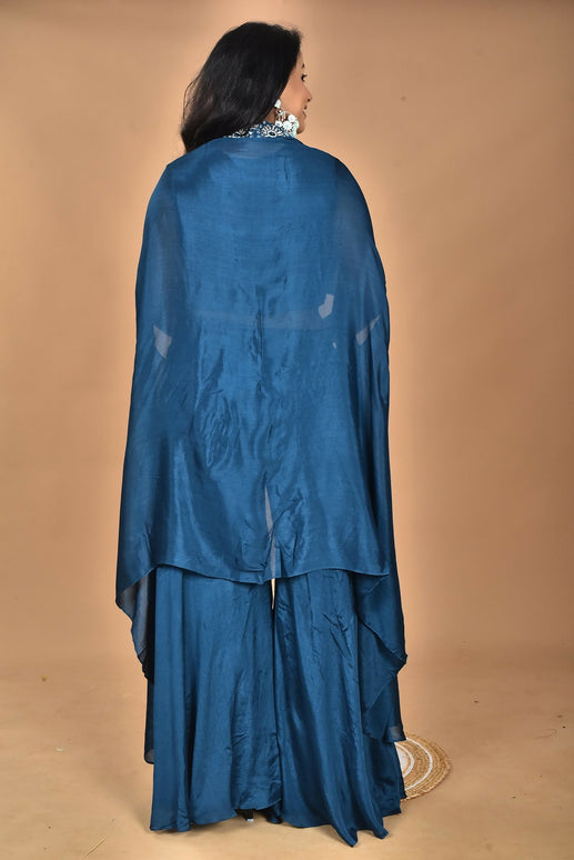 Morchari Women And Hand Embroidery Palazzo Set-Blue