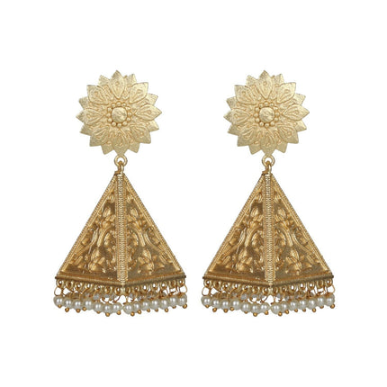 Joban Fashion Women Matte Gold Brass Earrings