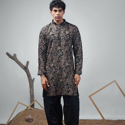Black Modal Designer Printed Kurta Set - Mahotsav