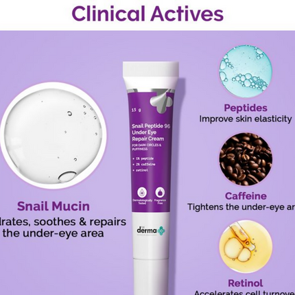 The Derma Co Snail Peptide 96 Under Eye Repair Cream With Snail Mucin & Peptide Complex For Dark Circles & Puffiness