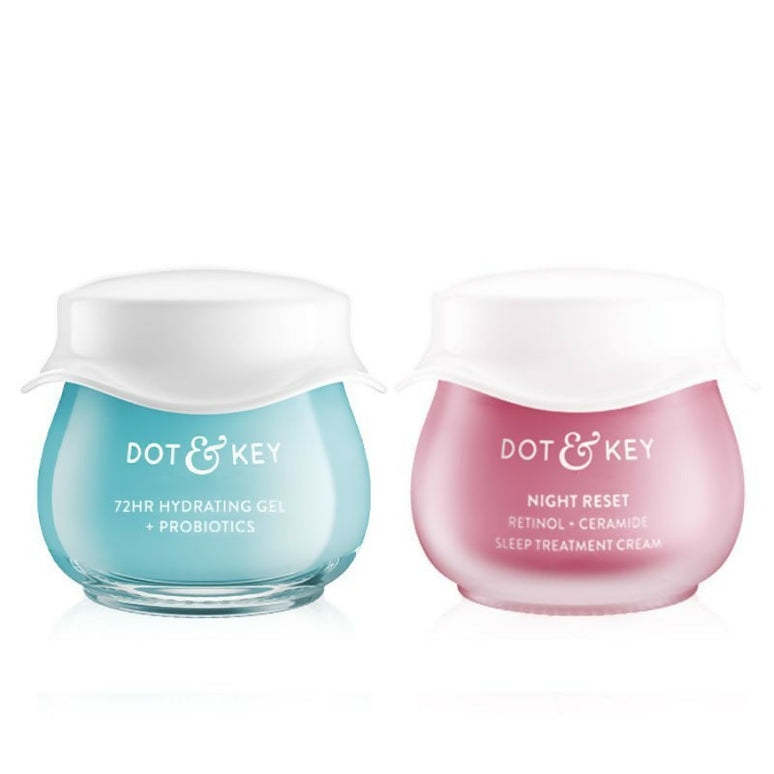 Dot & Key AM PM Routine With Hyaluronic Acid- 72HR Hydrating Probiotics Gel & Retinol Night Cream