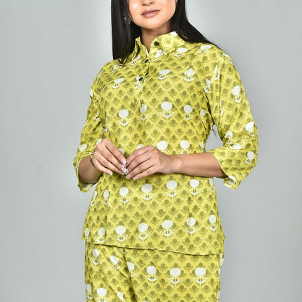 Morchari Digital Print Semi Muslin Co-Ord Set Top & Trouser-Multicolor
