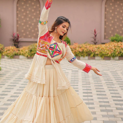 Aastha Fashion Off White Pure cotton Designer Navratri Lehenga Choli Collection