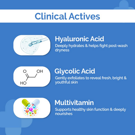 The Derma Co Oil-Free Daily Face Wash With Hyaluronic Acid, Glycolic Acid & Multivitamins For Clear & Hydrated Skin