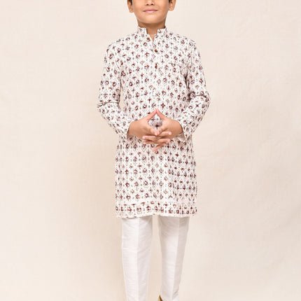 Joban Fashion Cotton Cream Kurta With Straight Fit Pant