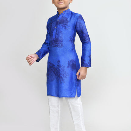 Joban Fashion Cotton Silk Royal Blue Kurta With Straight Fit Pant