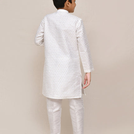 Joban Fashion Art Silk With Thread & Sequence Work White Kurta With Straight Fit Pant