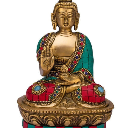Artvarko Brass Buddha Vitarka Statue Multicolor