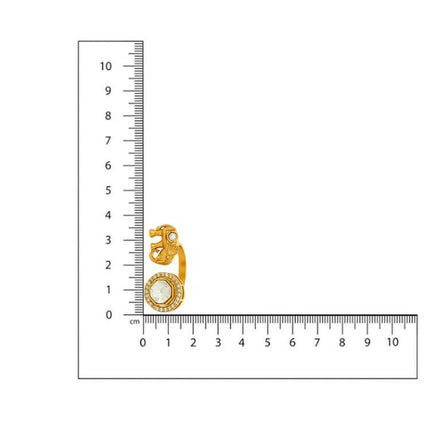 Kundan Gold plated Elephant and Round Ring - Ruby Raang