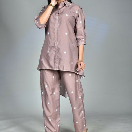 Morchari Digital Print Semi Muslin Co-Ord Set Top & Trouser-Multicolor