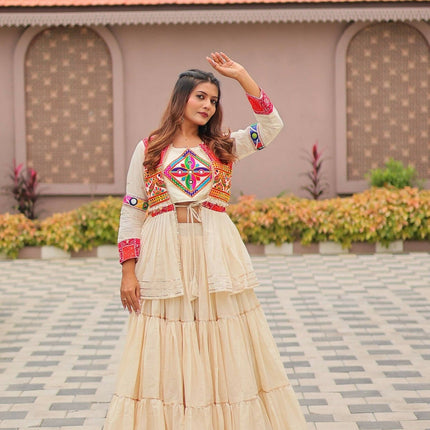 Aastha Fashion Off White Pure cotton Designer Navratri Lehenga Choli Collection