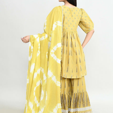 Joban Fashion Elegant Olive Green Cotton Sharara