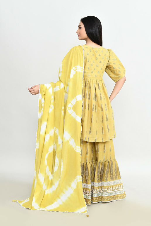 Joban Fashion Elegant Olive Green Cotton Sharara