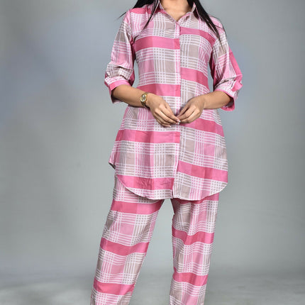 Morchari Digital Print Semi Muslin Co-Ord Set Top & Trouser-Multicolor