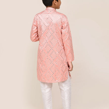 Joban Fashion Silk Pink Kurta With Straight Fit Pant