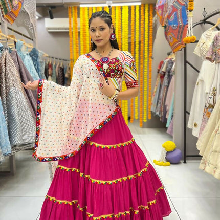 Aastha Fashion Rani Rayon Readymade Lace Semi Stitched Wedding Wear Lehenga Choli