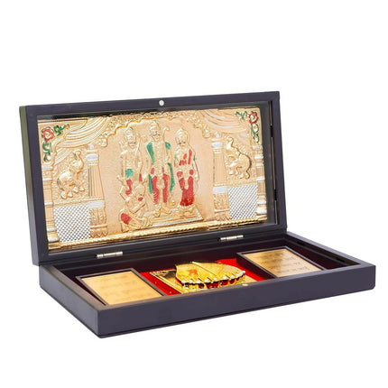 Naitik Creation Lord Ram Darbar Gold-Polished Photo Frame With Charan Paduka