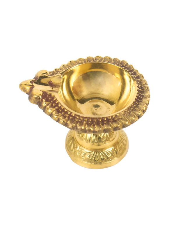 Spillbox Gold-Toned Brass Laksmi Kuber Diyas Stand Pooja Essential