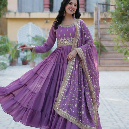 Aastha Fashion Onion Star Georgette Embroidery Party Wear Designer Gown