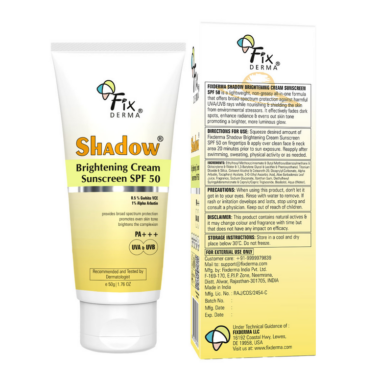 Fixderma Shadow Brightening Cream Sunscreen SPF50 PA+++ UVA/UVB