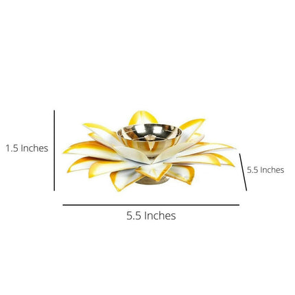 CraftVatika Gold-Toned Lotus Shaped Diya For Pooja