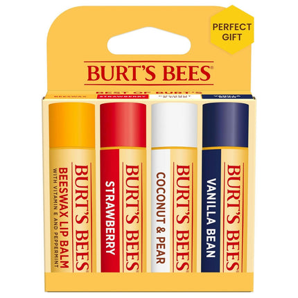 Burt's Bees Natural Moisturizing Lip Balms (Original Beeswax, Strawberry, Coconut & Pear, Vanilla Bean)