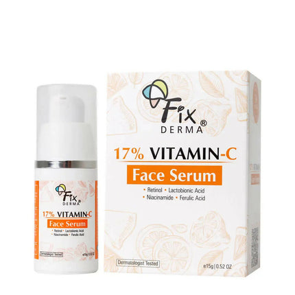 Fixderma 17% Vitamin C Face Serum For Glowing Skin, Anti Ageing Night Face Serum