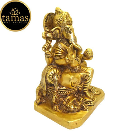 Tamas Brass Lord Ganesh Lakshmi Statue (Golden)