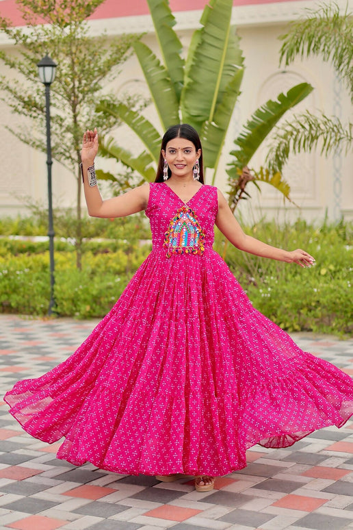 Aastha Fashion Magenta Faux Georgette Party Wear Designer Gown Collection