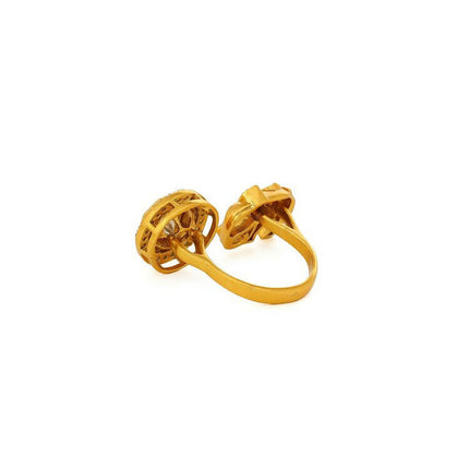 Kundan Gold plated Elephant and Round Ring - Ruby Raang