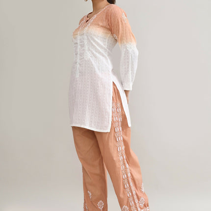 Joban Fashion Womens Cotton ChikanKari Brown Cord set