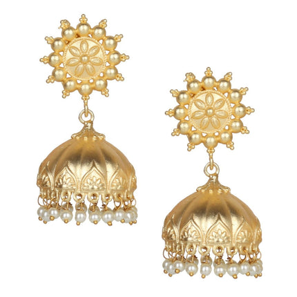 Joban Fashion Women Matte Gold Brass Jhumka
