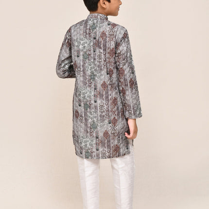 Joban Fashion Cotton Silk Multicolor Kurta With Straight Fit Pant