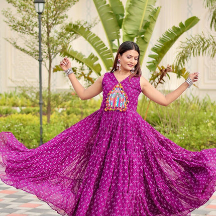Aastha Fashion Purple Faux Georgette Party Wear Designer Gown Collection