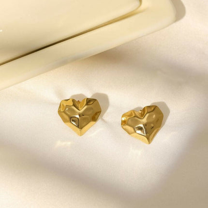 Golden Heart Studs - Ruby Raang