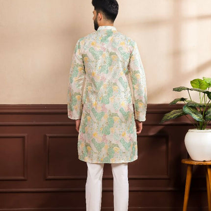 Multy Art Silk Digital Printed, Embroidery Work Kurta Set - Mahotsav