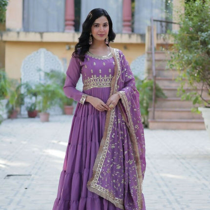 Aastha Fashion Onion Star Georgette Embroidery Party Wear Designer Gown