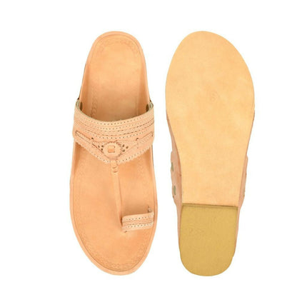 Stepsoft Men'S Natural Kolhapuri Chappal | Handcrafted Ethnic Slip-On Leather Footwear