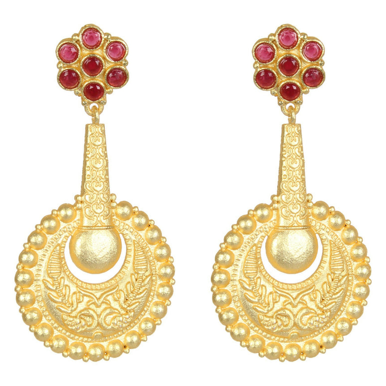 Joban Fashion Women Matte Gold Brass Earrings