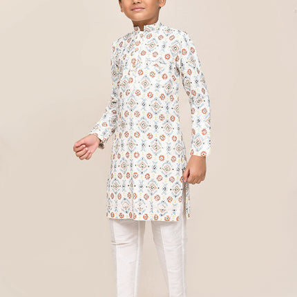 Joban Fashion Cotton White Kurta With Straight Fit Pant
