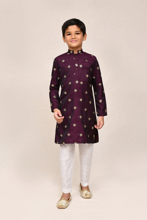 Joban Fashion Satin Silk Magenta Kurta With Straight Fit Pant