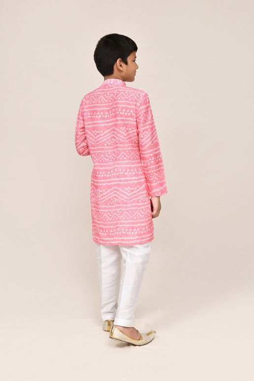 Joban Fashion Cotton Silk Pink Kurta With Straight Fit Pant