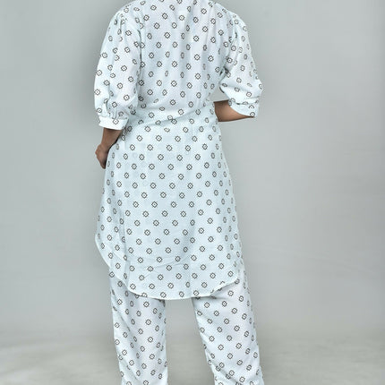 Morchari Digital Print Semi Muslin Co-Ord Set Top & Trouser-Multicolor