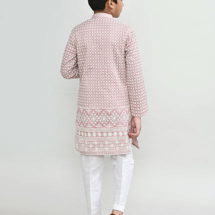 Joban Fashion Art Silk Onion Pink Kurta With Straight Fit Pant
