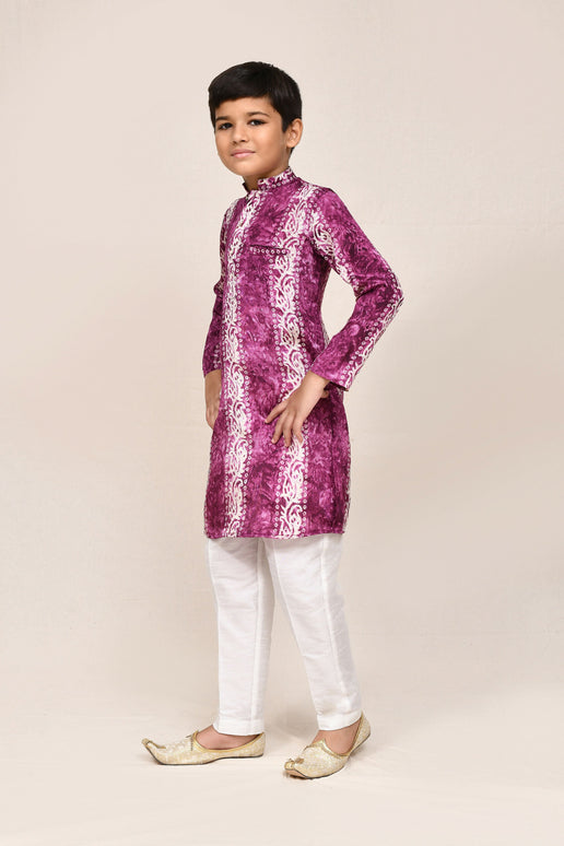 Joban Fashion Silk Purple Kurta With Straight Fit Pant