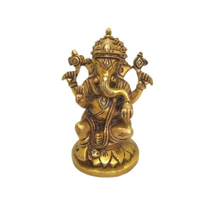Tamas Brass Lord Ganesha Idol for Home & Office Temple (Golden)
