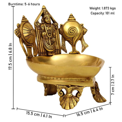 Spillbox Gold-Toned Brass Shangu Chakra Perumal Tirupathi Diya Pooja Essential